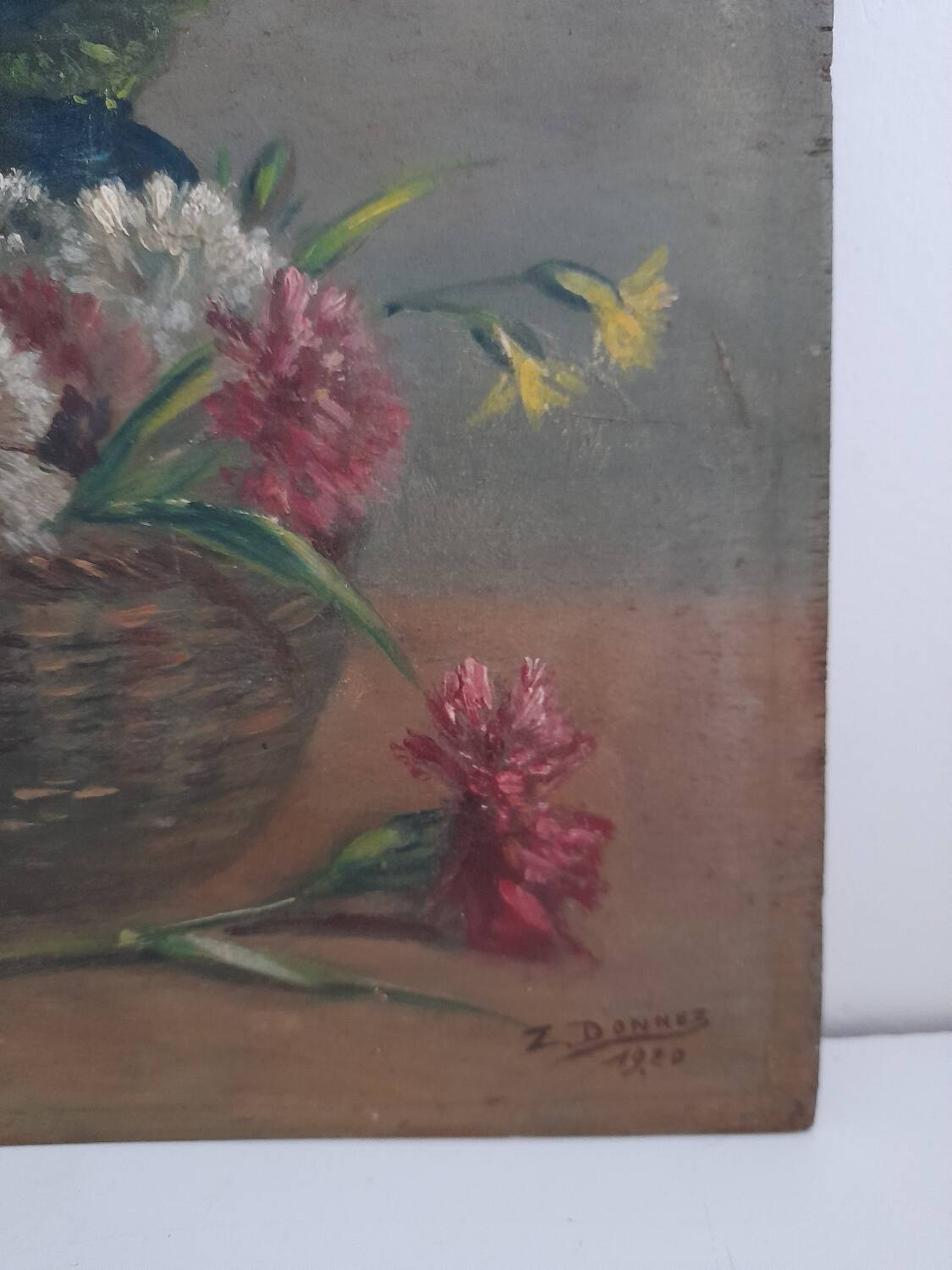 Floral oil painting on panel 1920