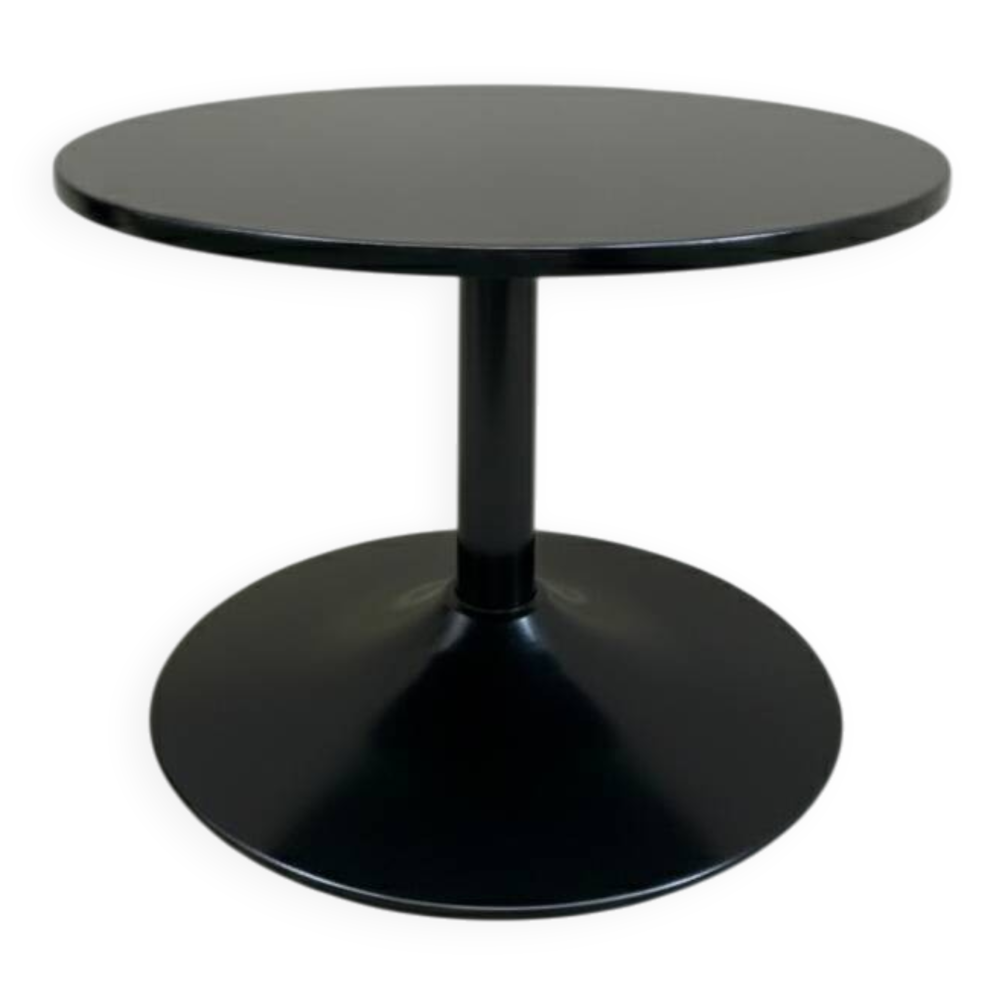 Vintage coffee table with tulip base in black lacquered plastic