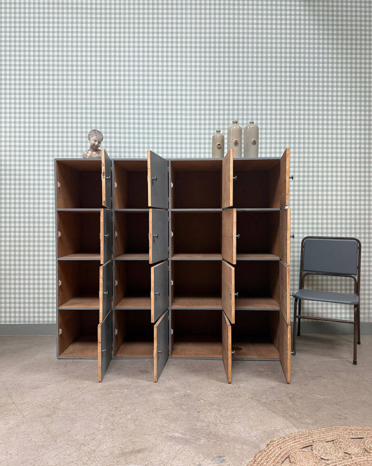 Large patinated locker cabinet (renovated)