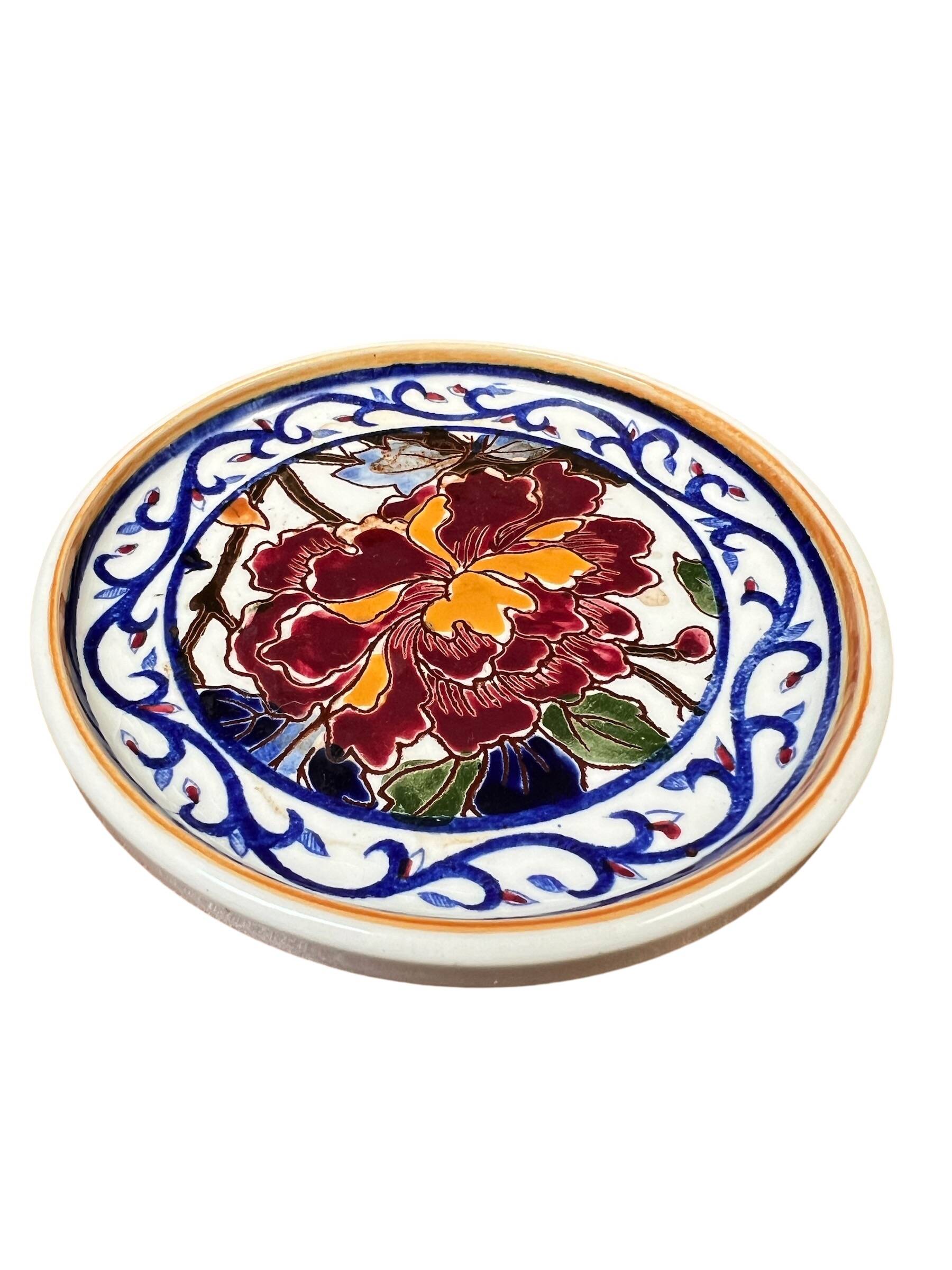 Gien earthenware tea set, peony decoration