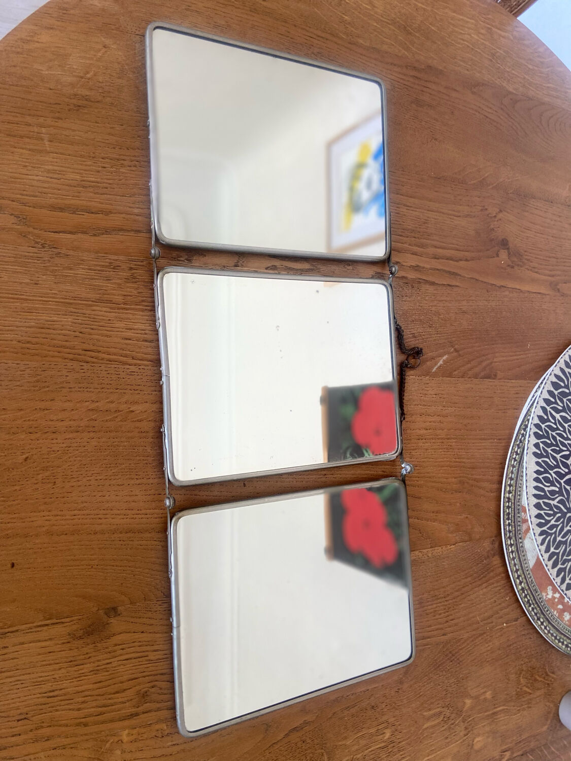 Vintage barber triptych mirror 1950 18x24cm