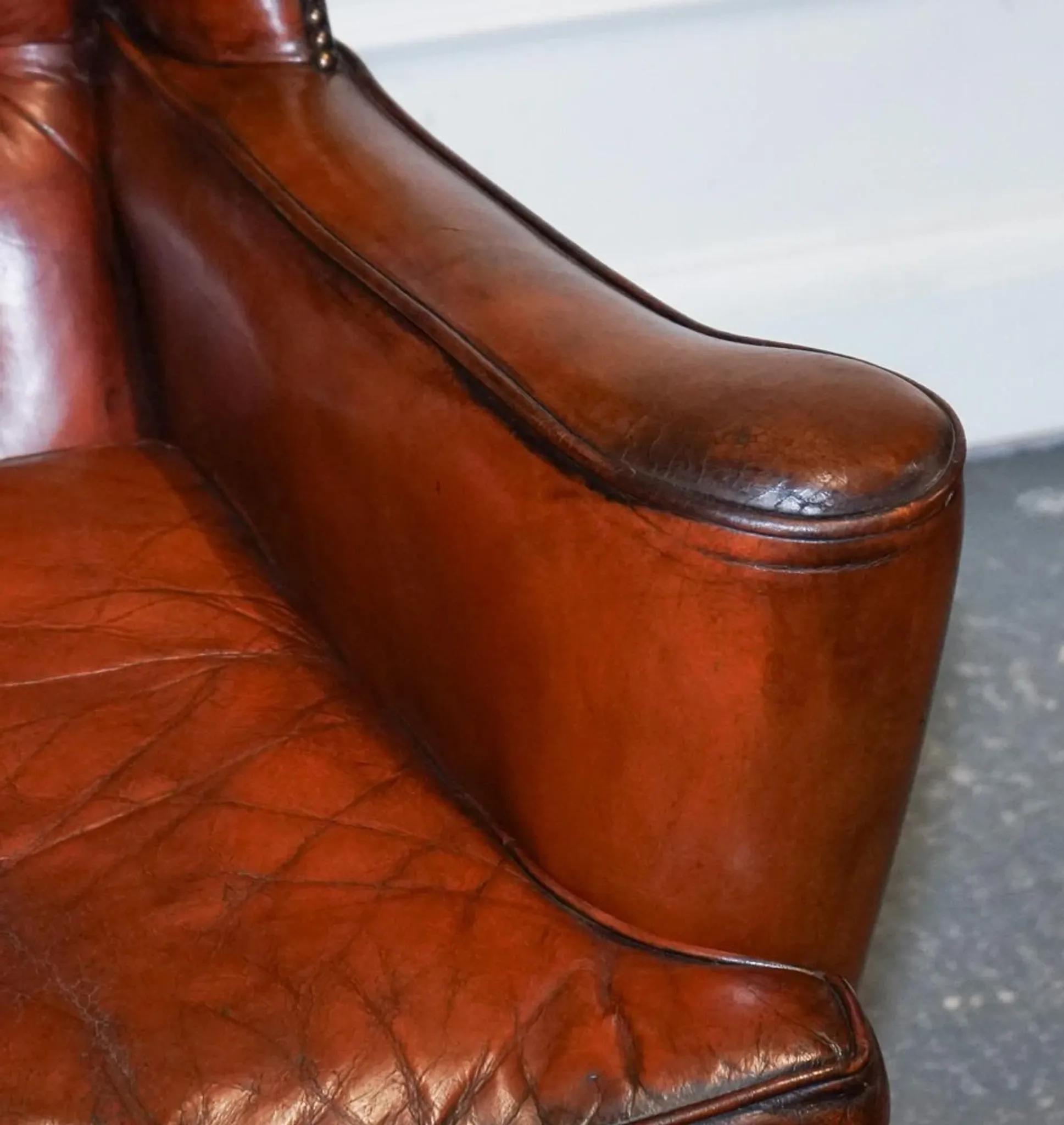 Chesterfield Wingback Armchairs with Flat Arms by William Morris, Set of 2