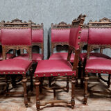 Series of 8 Renaissance walnut chairs circa 1850