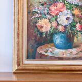 Large oil on canvas floral composition signed Boucher