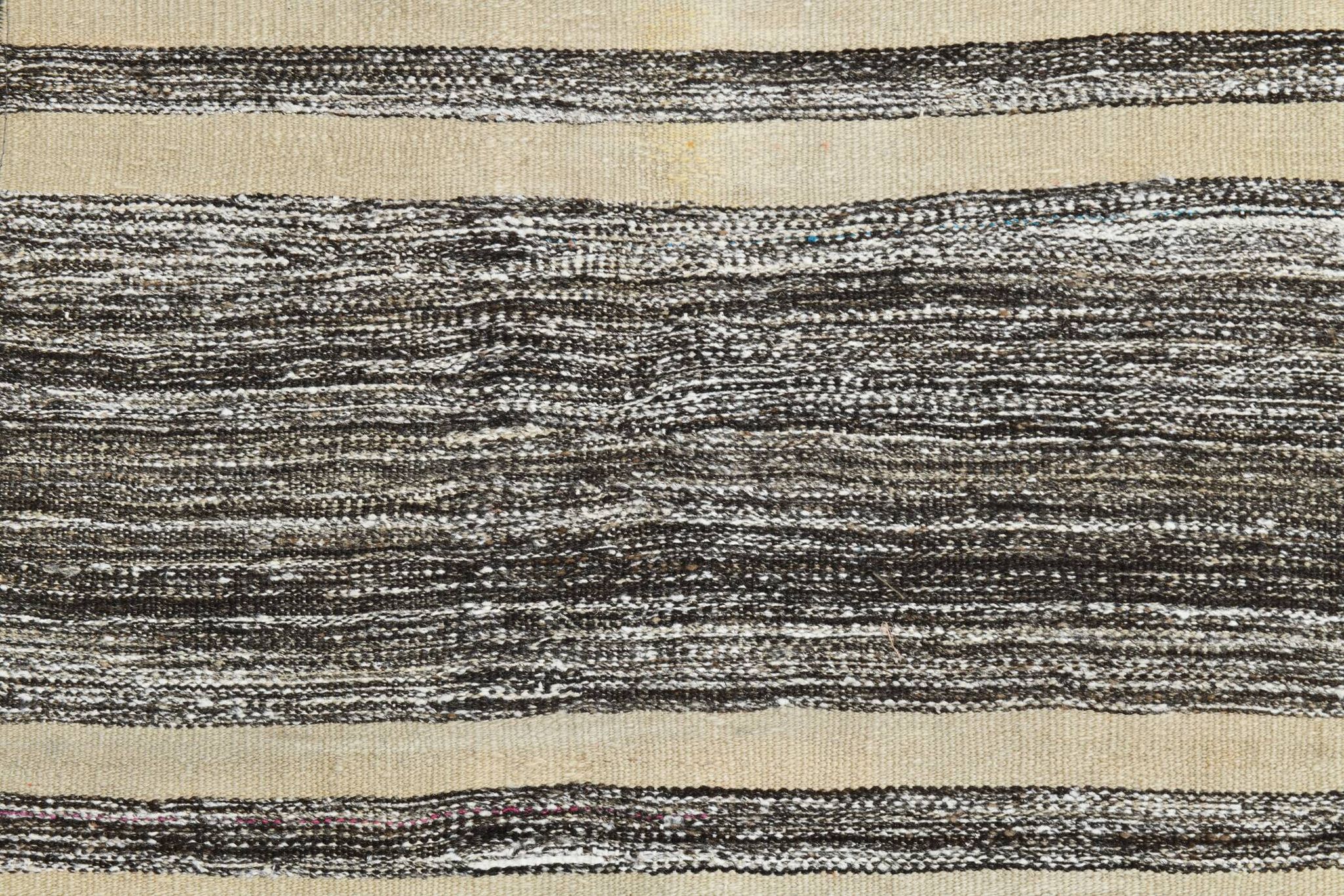 2x9 Brown Cream Striped Kilim Runner Rug, Kitchen Runner Rug, 69x272Cm