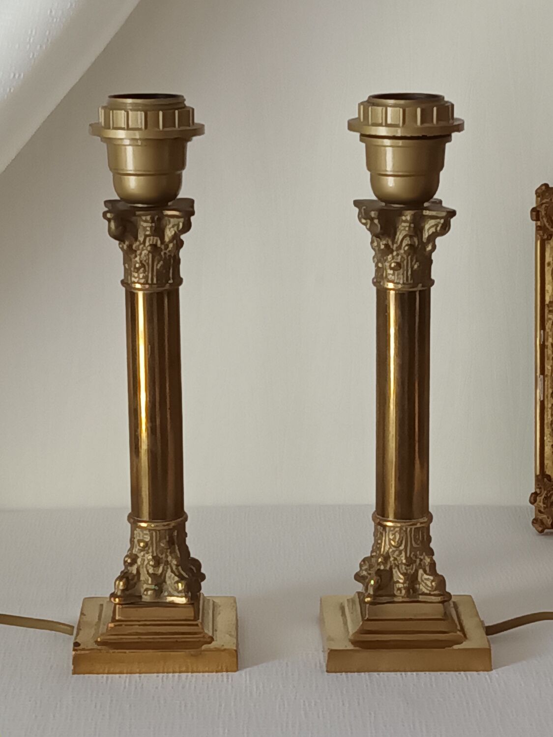 Pair of Lamp Feet in XXth Bronze