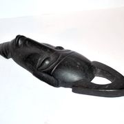 African mask in ebony wood - bearded head sculpture ethnic africa 20.5 x 6.5