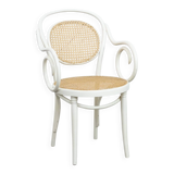 Vintage white bistro chair with armrests in Thonet style