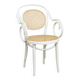 Chaise de bistrot blanche vintage avec accoudoirs, style Thonet