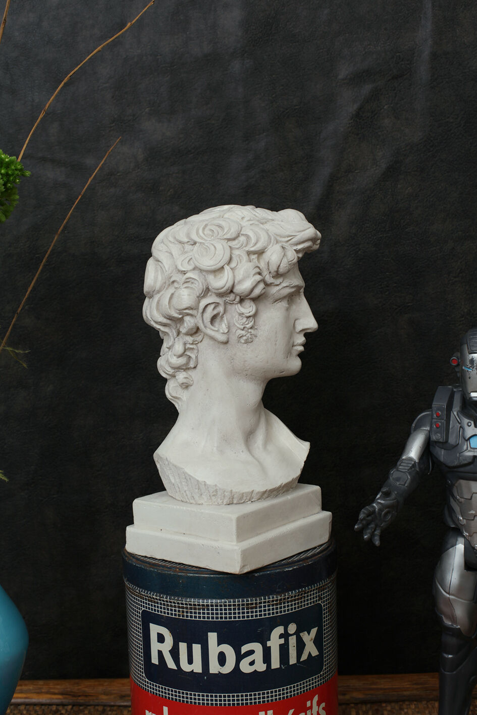 David head in waxed white concrete