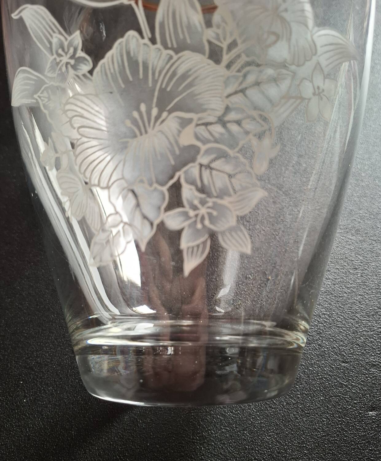 Large engraved crystal vase