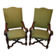 Pair of 17th century ecclesiastical armchairs, Italy, in walnut