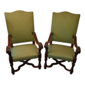 Paire de fauteuils ecclésiastiques XVIIème siècle, Italie, en noyer
