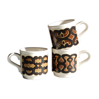 3 biltons mugs ceramic vintage english 60s
