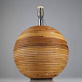 Lampe de table sphère en rotin de style Gabriella Crespi, années 1970