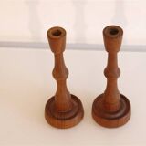 Pair of Scandinavian teak candlesticks 1960