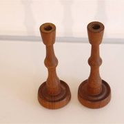 Pair of Scandinavian teak candlesticks 1960