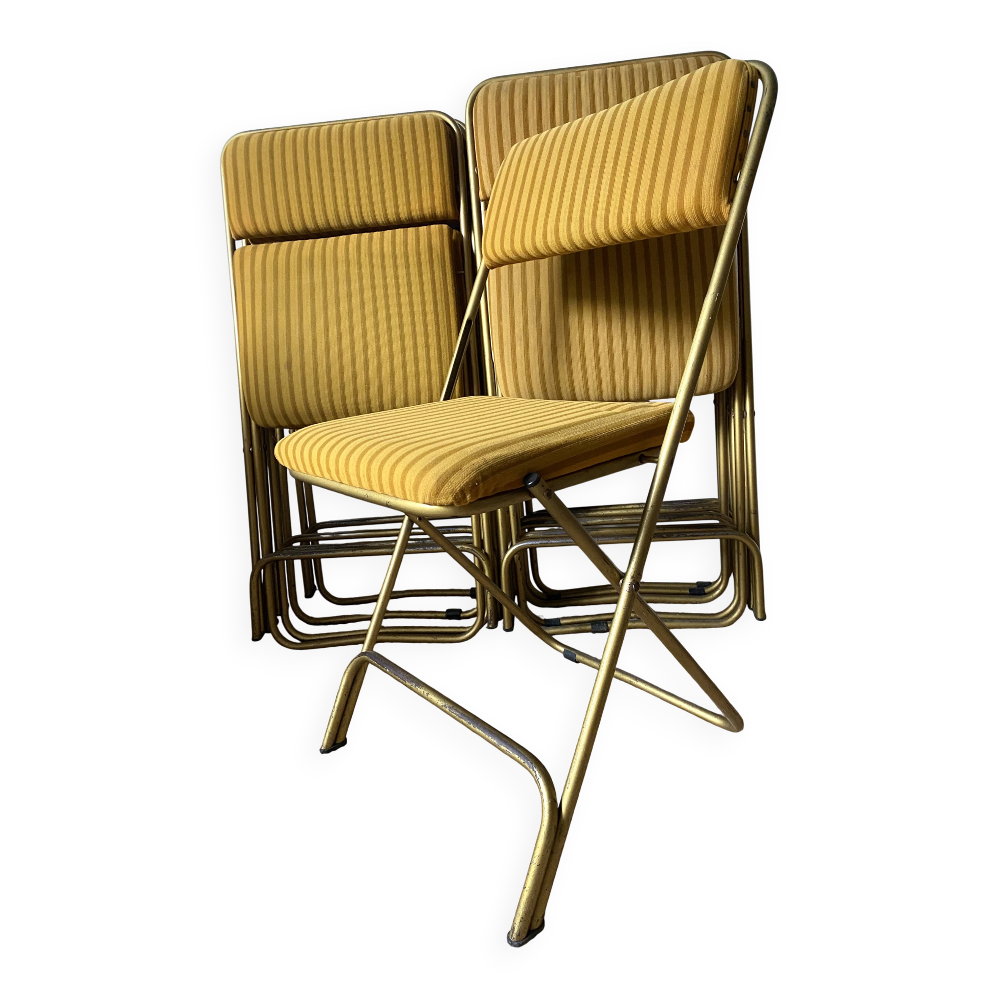 Lafuma folding chairs in velvet and gold metal