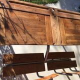 1950s Double wood and metal school desk