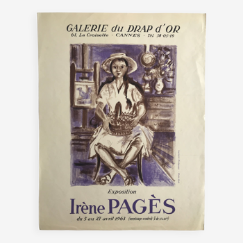 Affiche originale d'Irène Pages Galerie du drap d'or Cannes 1963