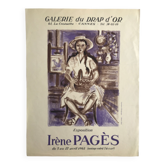 Affiche originale d'Irène Pages Galerie du drap d'or Cannes 1963