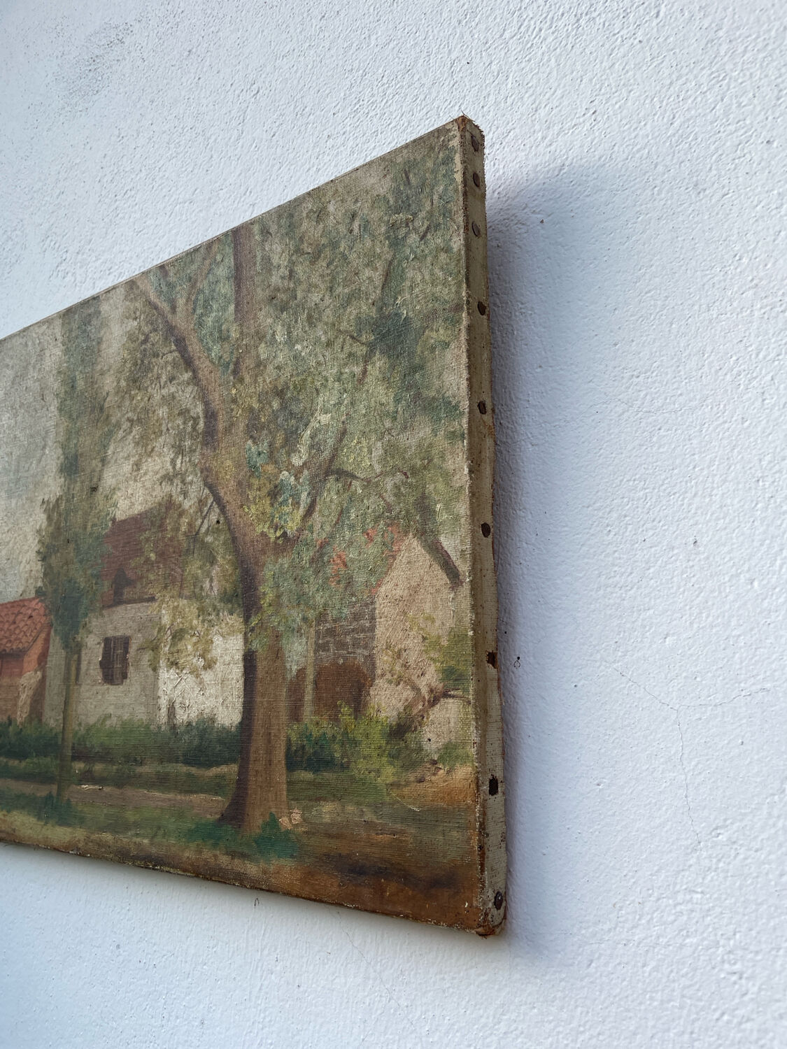 Painting of a countryside landscape in oil on canvas.