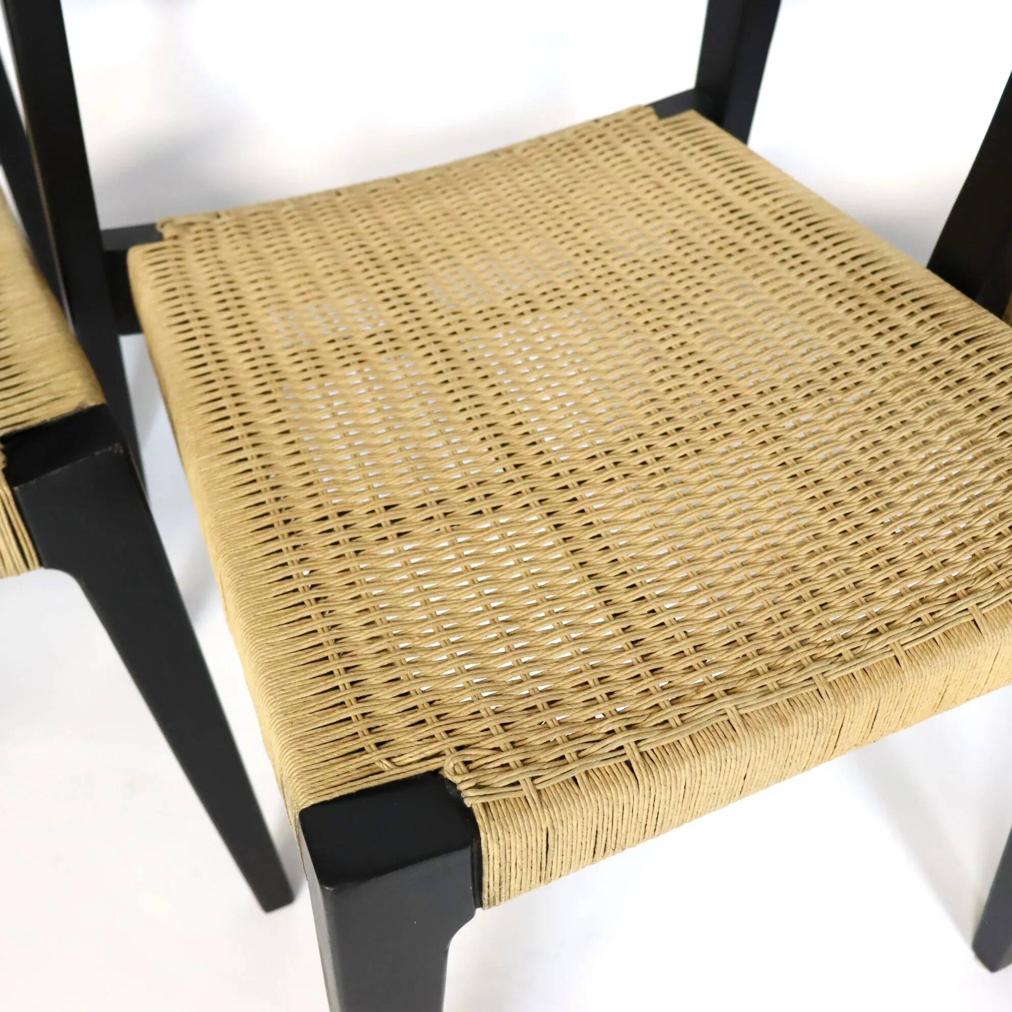 Scandinavian wooden and rope chairs