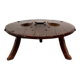 Brutalist Circular Coffee Table in Solid Wood – Brazilian Folk Art