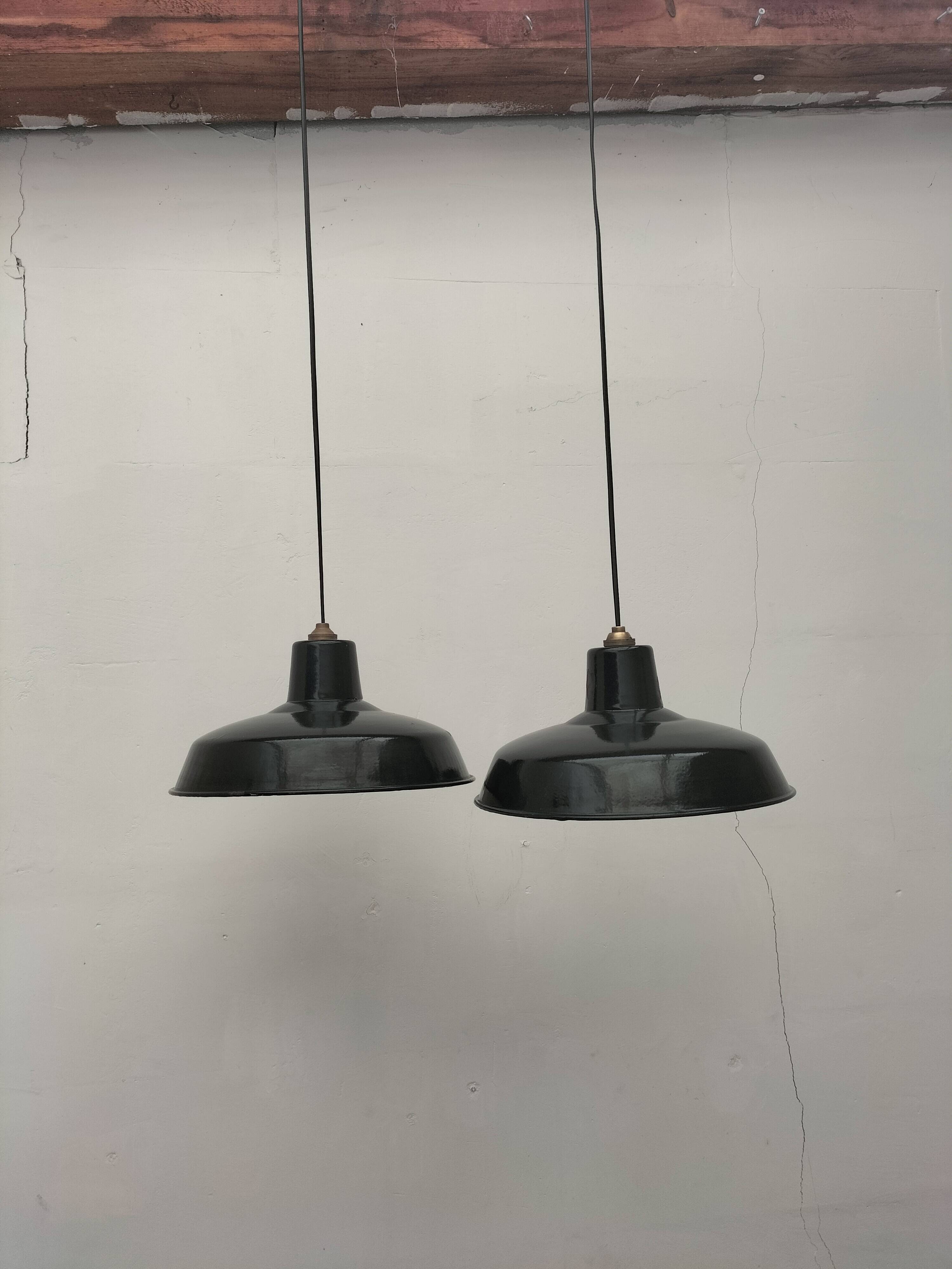 Enameled sheet metal pendant lights