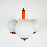 Richard Essig orange chandelier with opaline glasses, 1970