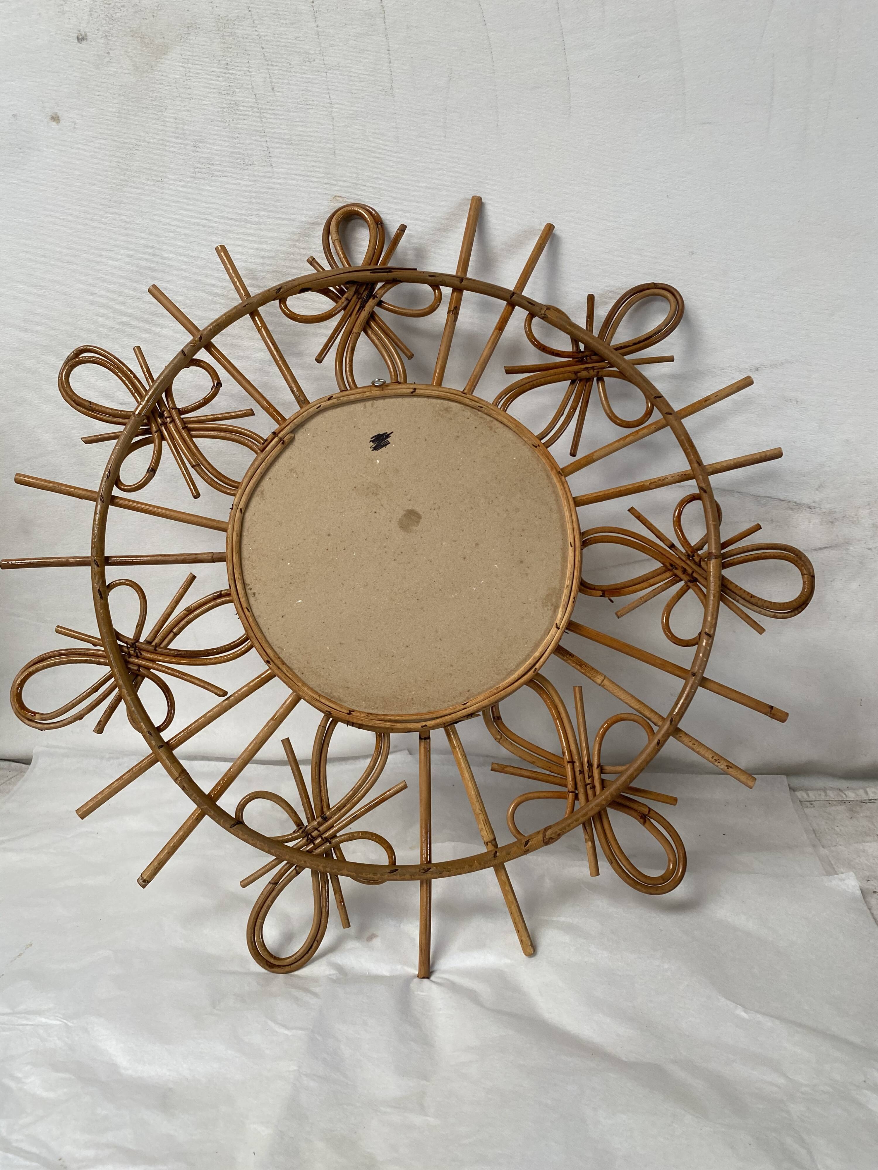 Vintage rattan sun mirror  58cm