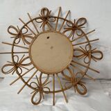 Miroir soleil rotin vintage 58cm