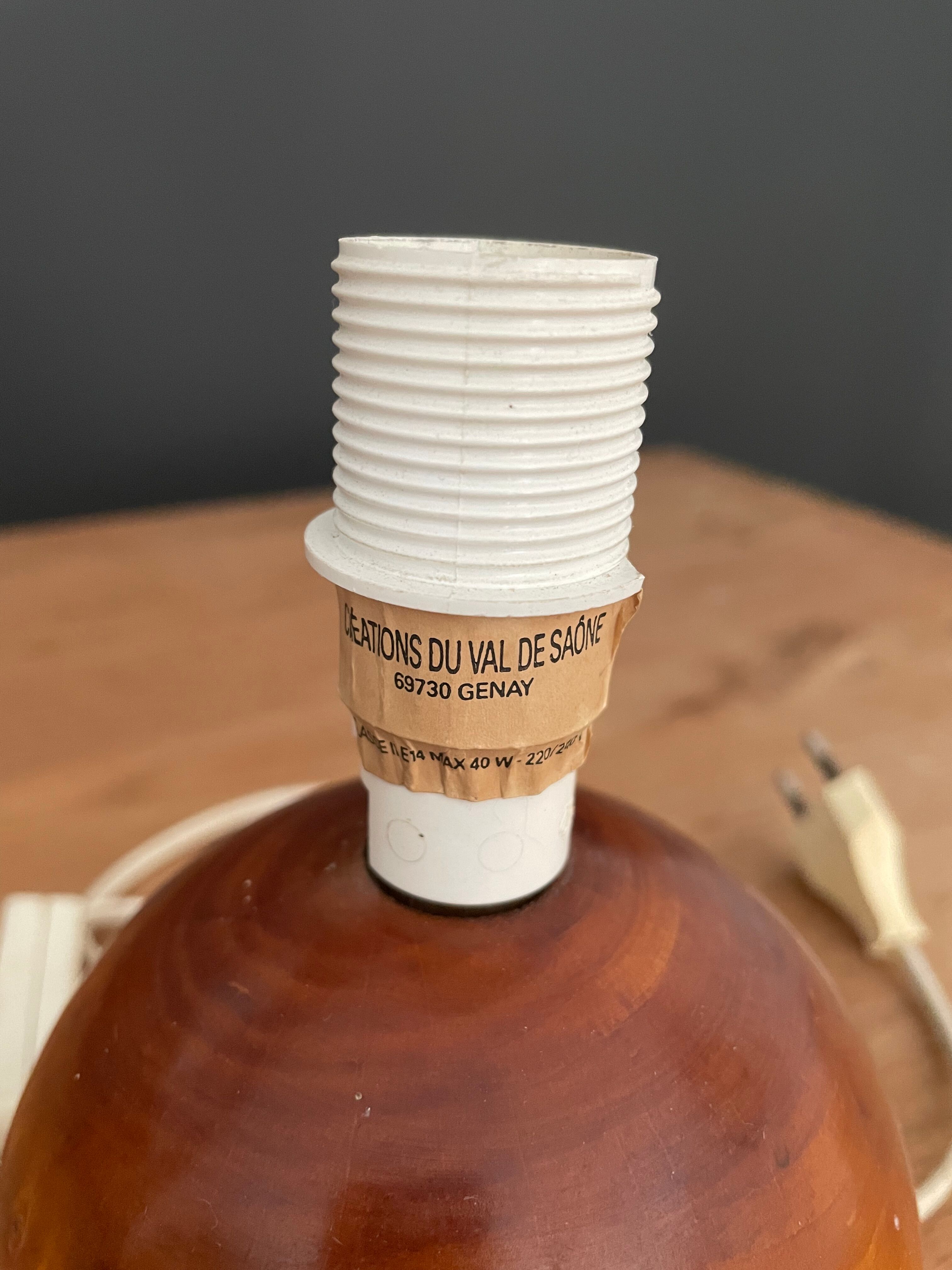 Turned wooden table lamp