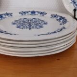 Set of 8 old dessert plates in French earthenware Moulin des Loups from the 50s