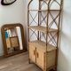 Bookcase shelf in braided wicker, bamboo and rattan