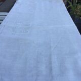 drap ancien brodé main en lin avec monogramme et jours