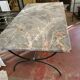 Table cast iron enamelled gold, top marble