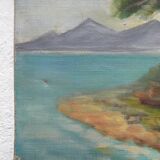 Painting on old canvas signed Lévêque