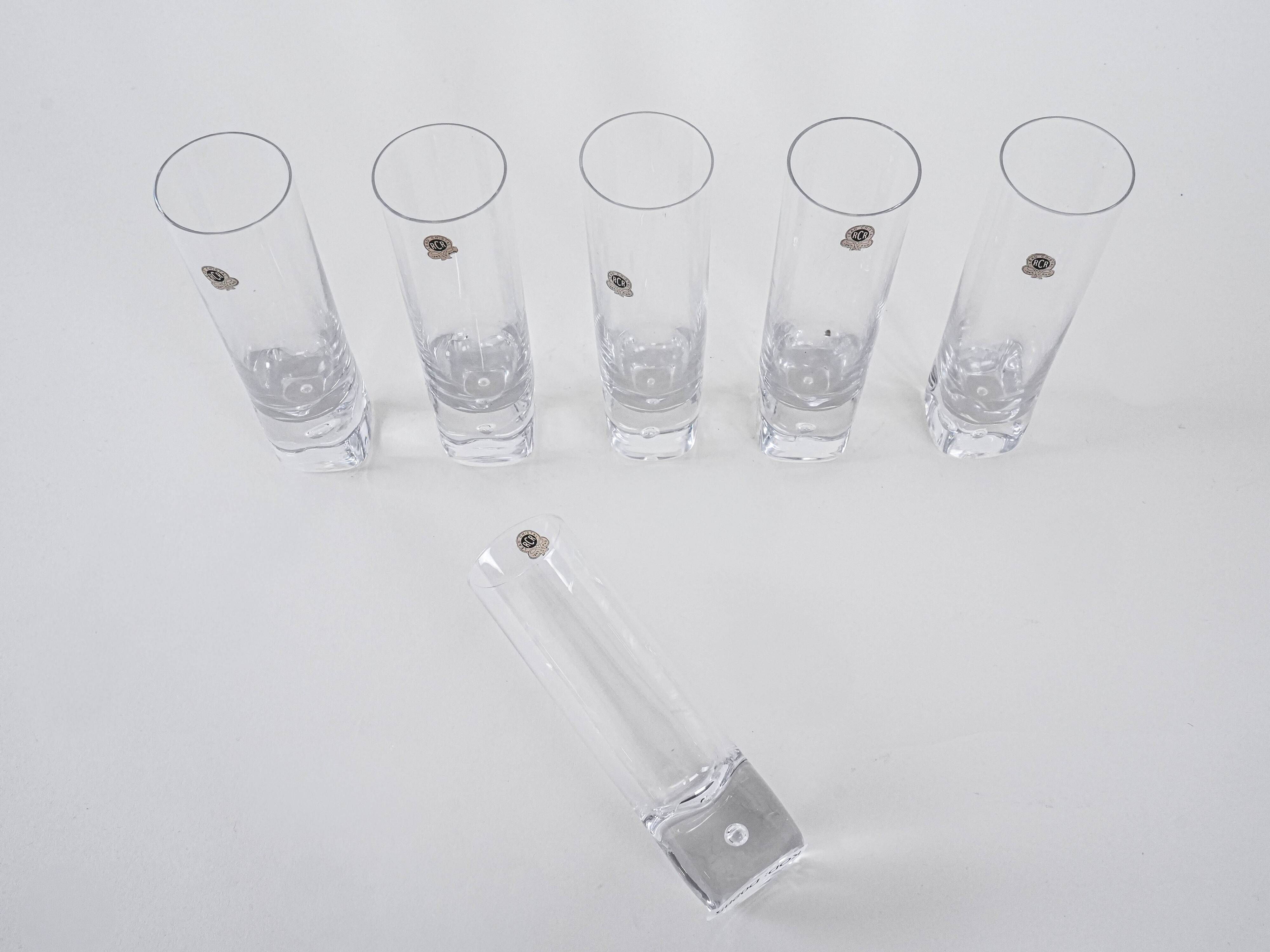 Set of crystal glasses, Italian design, 1970s,  RCR Cristalleria Italiana