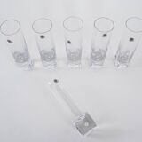 Set of crystal glasses, Italian design, 1970s,  RCR Cristalleria Italiana