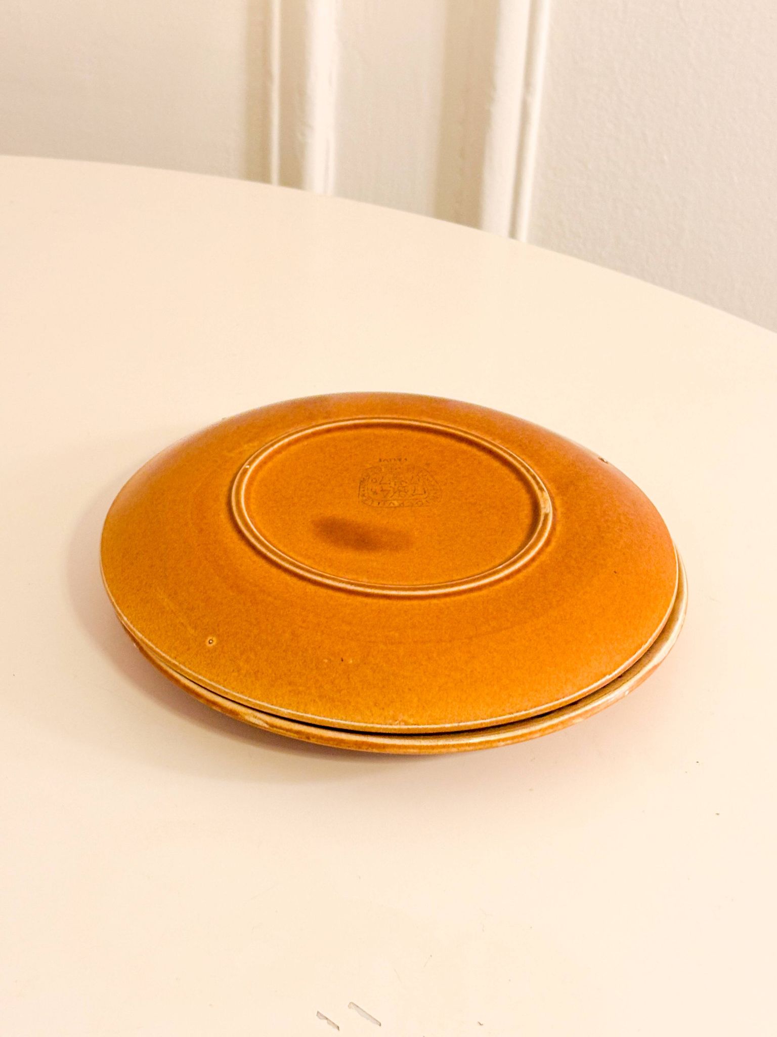 Pair of ceramic dessert plates, Niderviller, Fauve model, 1960