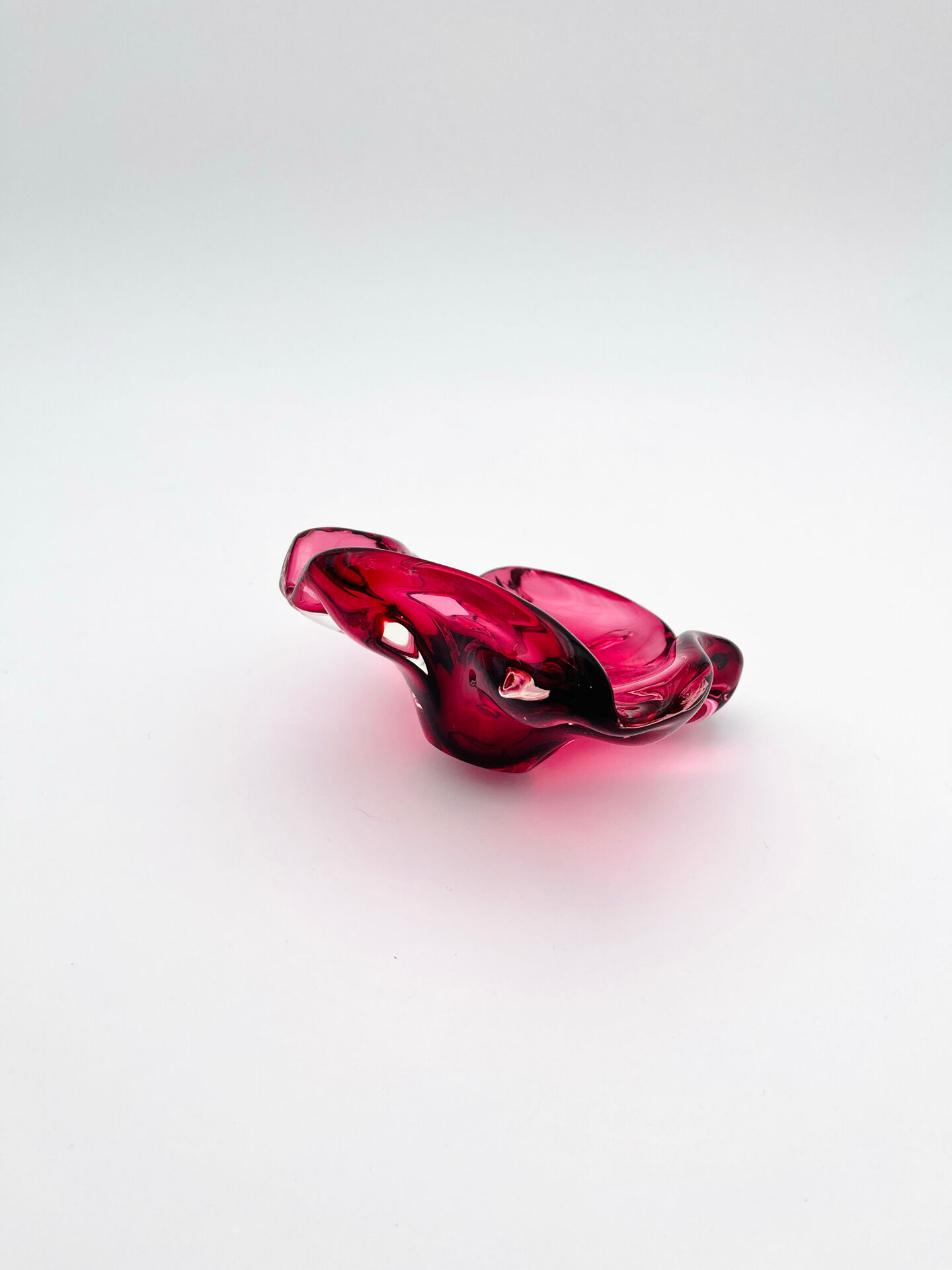 Murano Coupe Flavio Poli Sommerso Rubies & Original Pilon 17cm 1960
