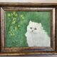 Tableau de chat huile sur toile signée