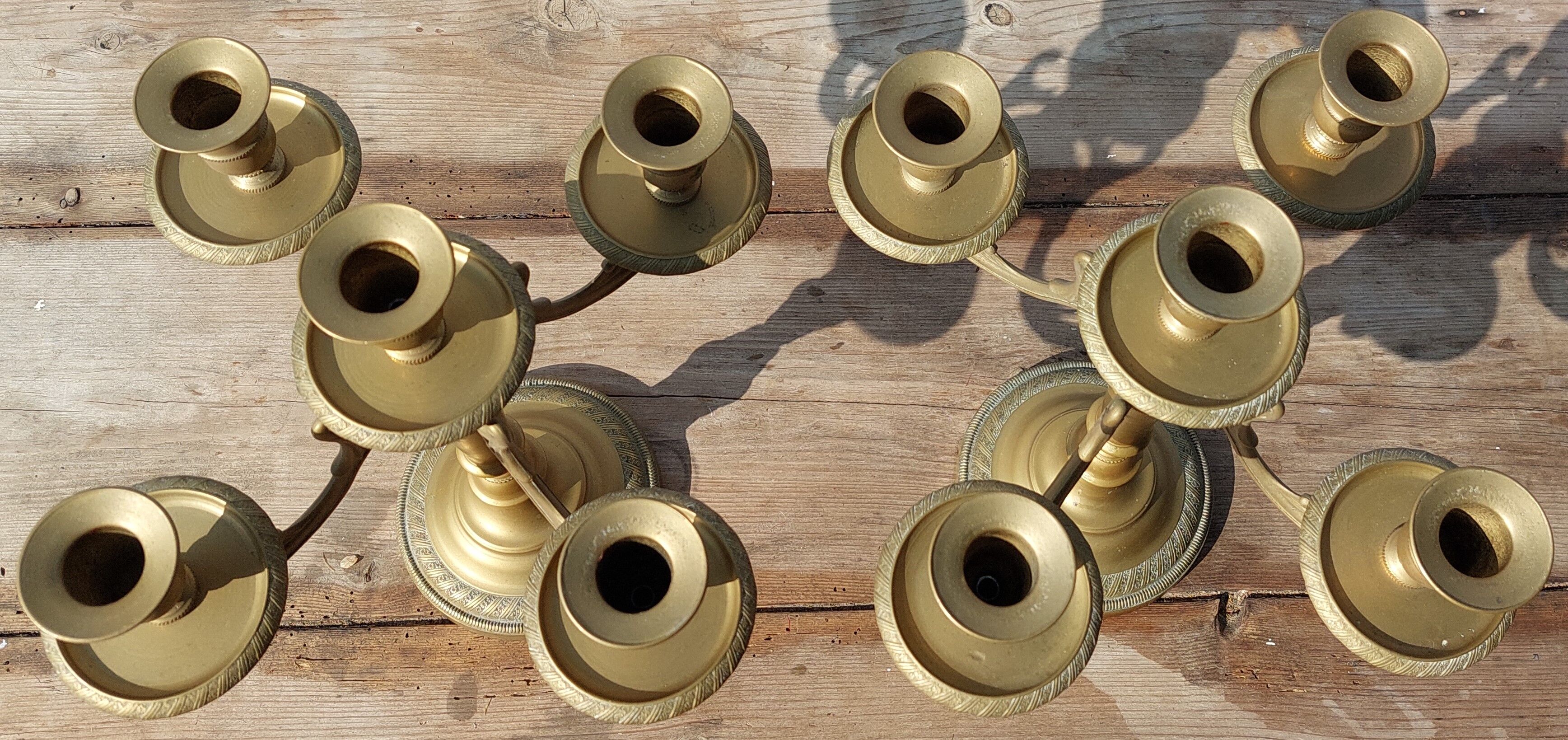 Duo of bronze candlesticks