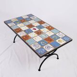 Wrought iron and ceramic coffee table, French work, 2013