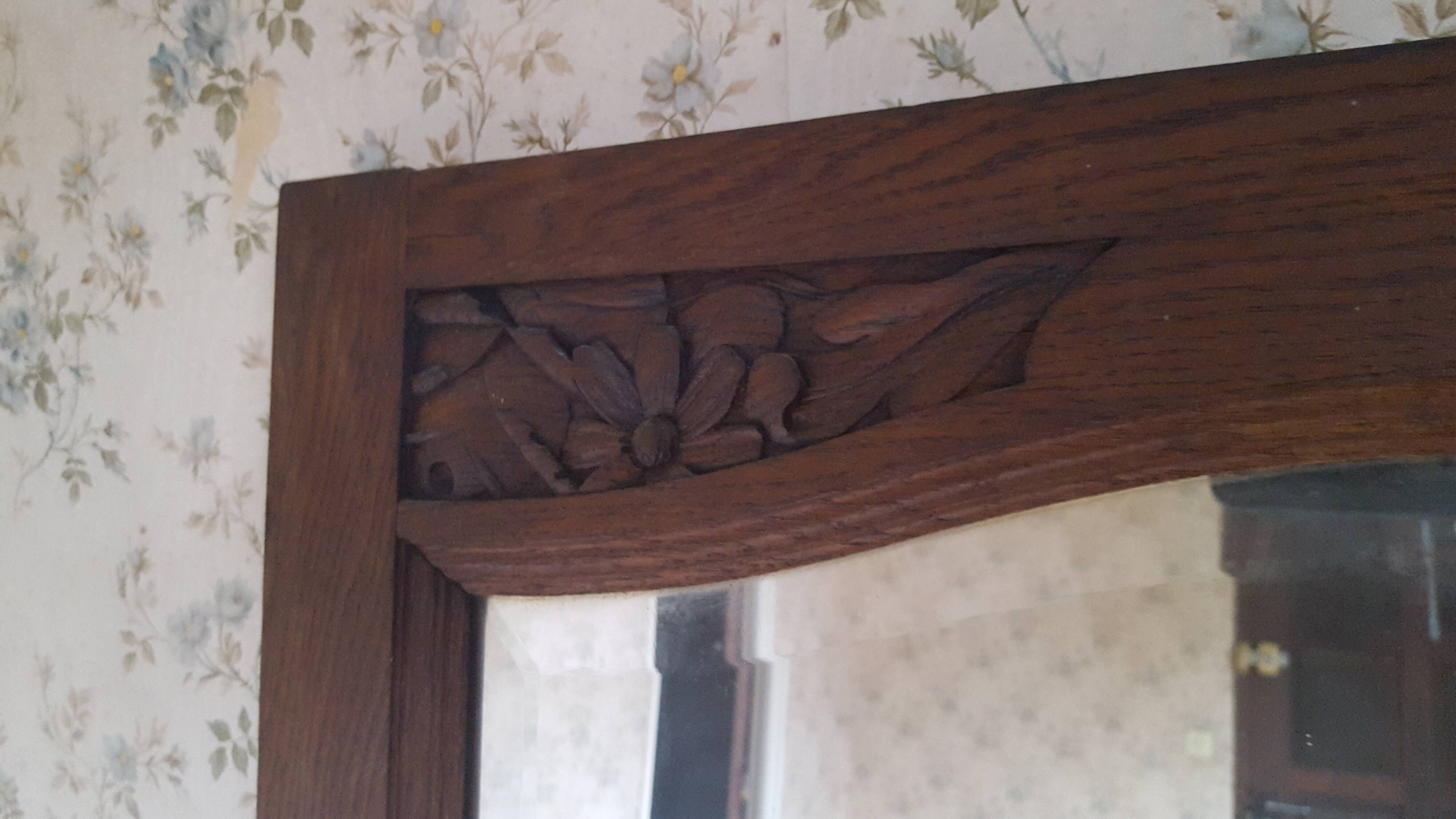 Oak art deco mirror door