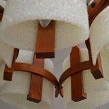 Scandinavian chandelier 5 lights 1960 teak and perspex