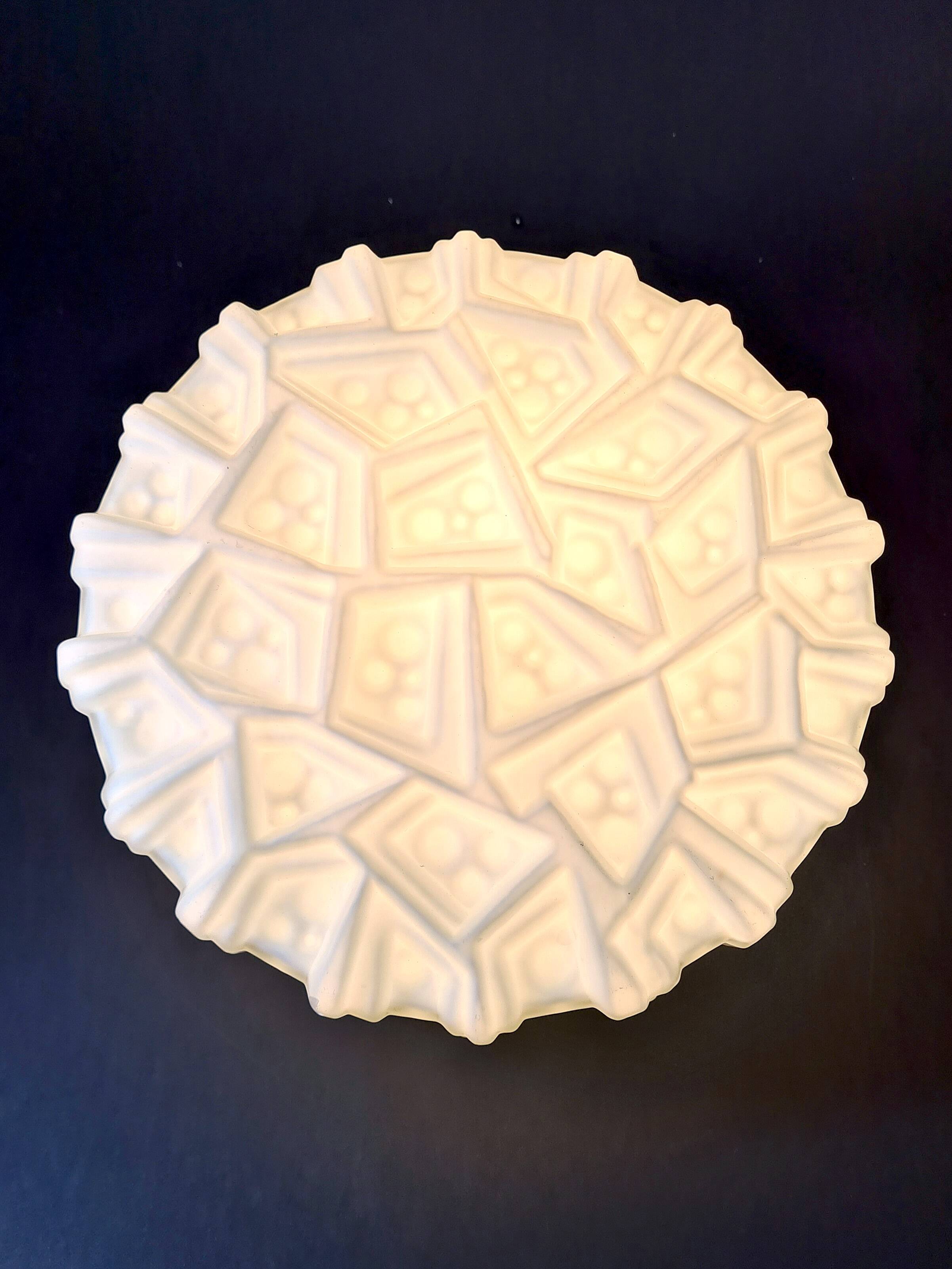 Peill & Putzler Sixties Wall Light in White Opaline – Geometric Pattern