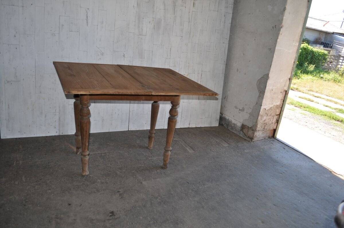 Rustic brown solid wood dining table, 1950s.