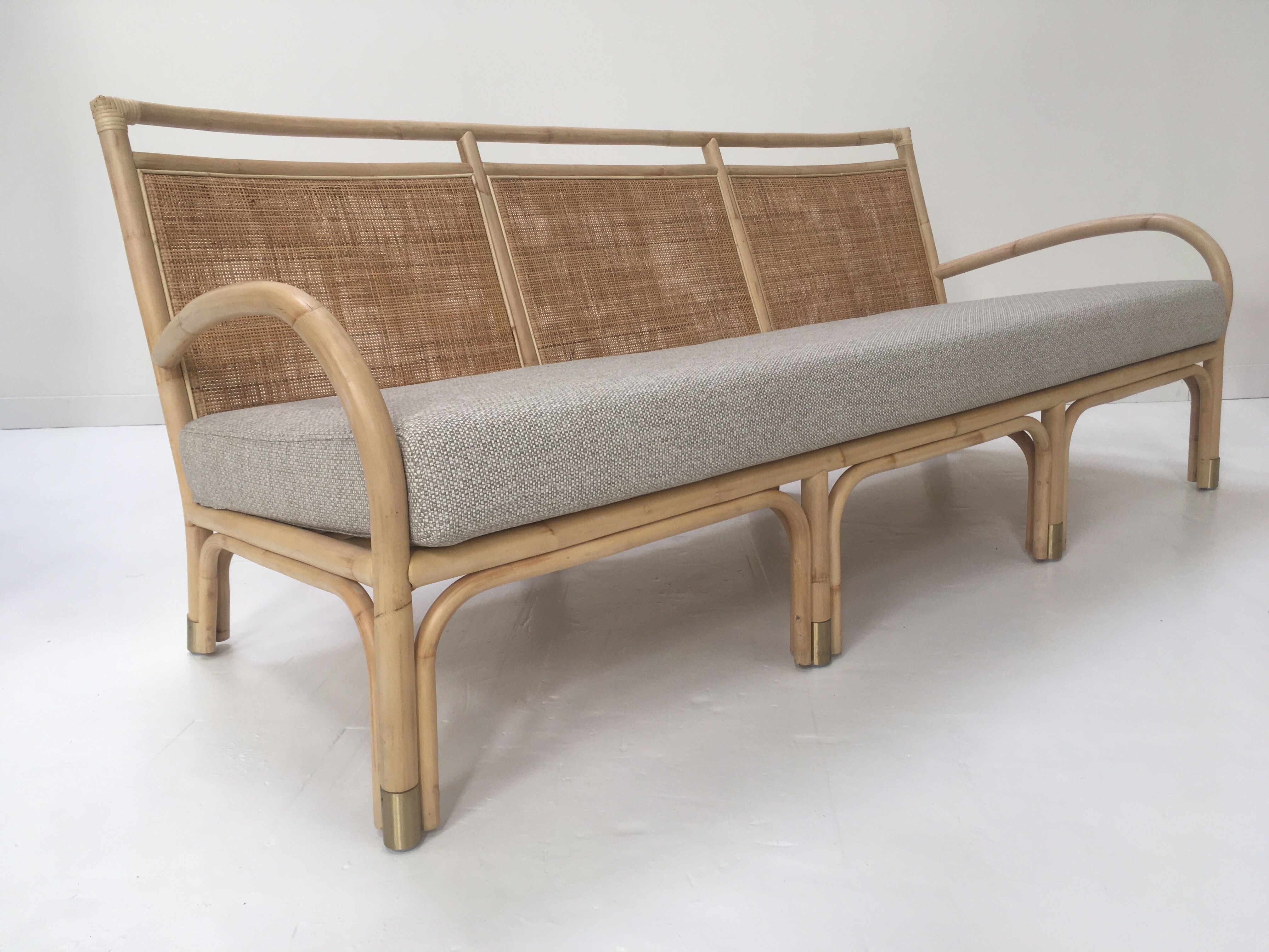 3-seater rattan and canning sofa